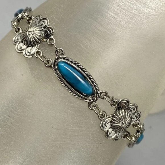 Western Style Bracelet Turquoise & Silver - Picture 2 of 4